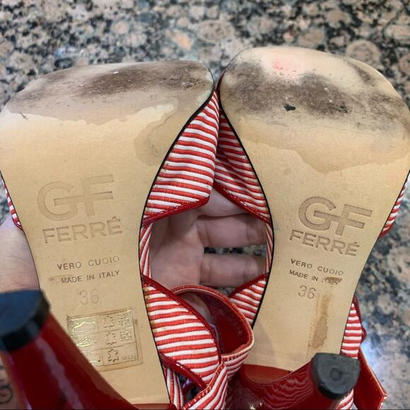 Gianfranco Ferre Red Stripe Strappy Heels - Picture 9 of 11